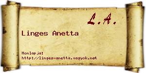 Linges Anetta névjegykártya